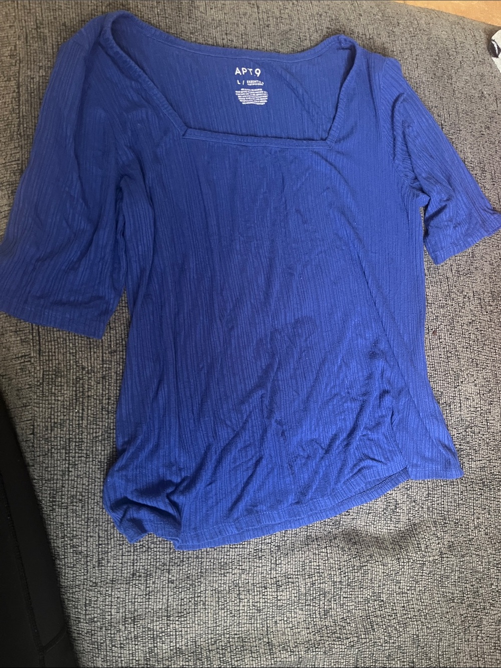 Apt. 9 Women's Cobalt Blue Square Neck Short Sleeve Top